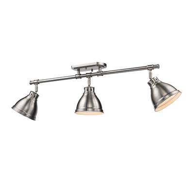 Golden Lighting Duncan 3-Light Semi-Flush Mount in Pewter