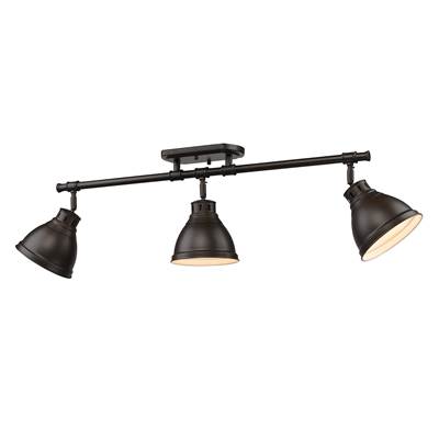 Golden Lighting Duncan 3-Light Semi-Flush Mount in Rubbed Bronze and Rubbed Bronze Shade