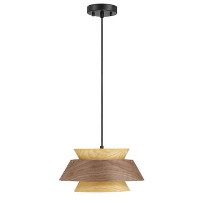 Golden Lighting Aalto 1-Light 13" Pendant in Dark Walnut and Light Walnut