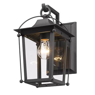Golden Lighting Brigham 1-Light Outdoor Wall Lantern in Natural Black