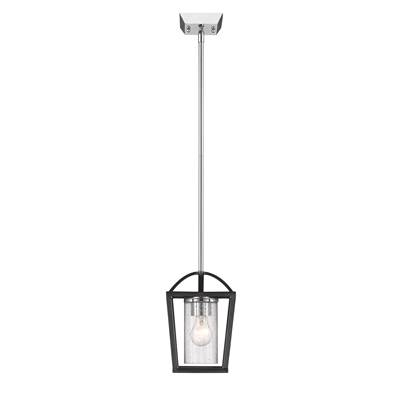 Golden Lighting Mercer 1-Light Pendant in Matte Black with Chrome Accents