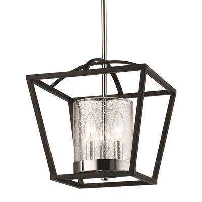 Golden Lighting Mercer 3-Light Chandelier in Matte Black and Chrome Accents