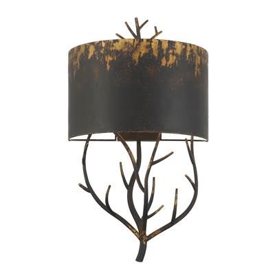 Golden Lighting Arboreal 2-Light Wall Sconce in Antique Black Iron