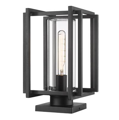 Golden Lighting Tribeca 1-Light Outdoor Pier Mount - Clear Glass in Natural Black