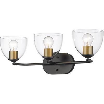 Golden Lighting Roxie 3-Light Vanity in Matte Black and Brushed Champagne Brass Accents
