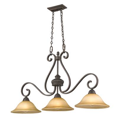 Golden Lighting Mayfair 3-Light Pendant in Leather Crackle