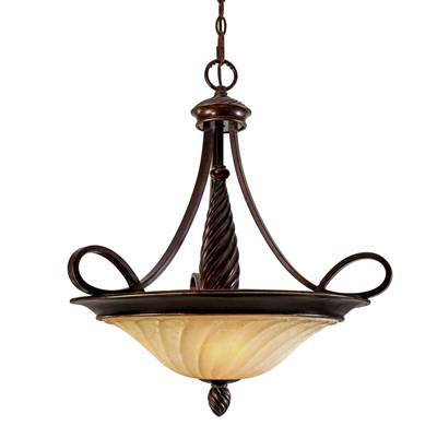Golden Lighting Torbellino 3 Light Pendant - Remolino Glass in Cordoban Bronze