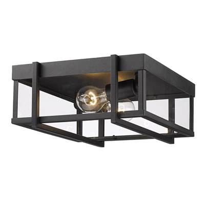 Golden Lighting Tribeca 2 Light Outdoor Ceiling Fixture in Natural Black