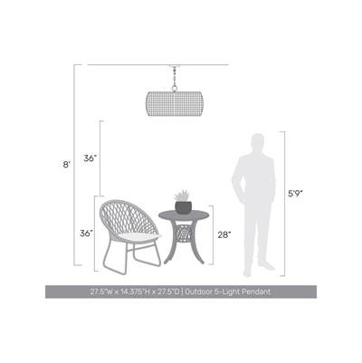 Golden Lighting Piper 5-Light Outdoor Pendant in Natural Black
