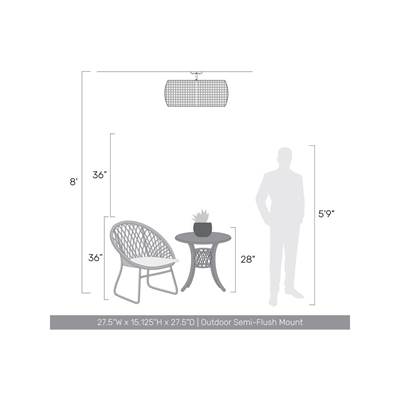 Golden Lighting Piper 5 Light Outdoor Ceiling Fixture in Natural Black