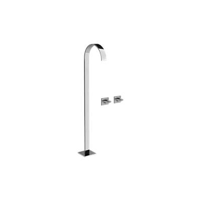Graff Sade Floor-Mounted Tub Filler - Wall-Mounted Handles in Unfinished Brass