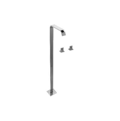 Graff Targa Floor-Mounted Tub Filler - Wall-Mounted Handles in Unfinished Brass