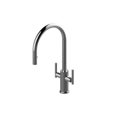 Graff Sospiro Pull-Down Two-Handle Kitchen Faucet in Brushed Brass Pvd