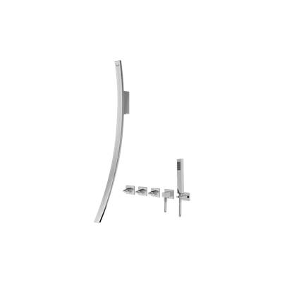 Graff Luna Wall Mount Tub Filler - Wall-Mounted Handles and Handshower Set in Brushed Brass Pvd