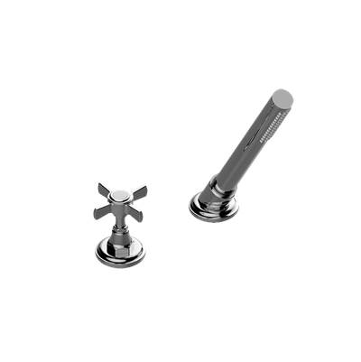 Graff Camden Deck-Mounted Hand Shower and Diverter Set - Cross Handle in Brushed Onyx Pvd