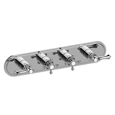 Graff Adley Traditional Four-Handle Valve Trim - Horizontal in 24k Gold Plated