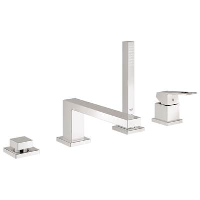 Grohe Eurocube Roman Tub Faucet - Single Handle - 4-Hole Deck Mount - 1.8 GPM with Hand Shower in Chrome