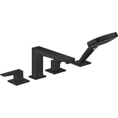 Hansgrohe Metropol Roman Tub Trim - 4-Hole - Lever Handles - 1.75 GPM Hand Shower in Matte Black