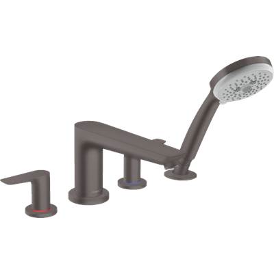 Hansgrohe Talis E 4-Hole Roman Tub Set Trim - 1.8 GPM Handshower in Brushed Black Chrome