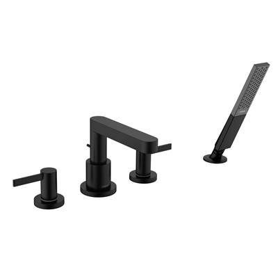 Hansgrohe Finoris Tub Filler - 4-Hole Roman Tub Set with Handshower - 1.75 GPM in Matte Black