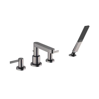 Hansgrohe Finoris Tub Filler - 4-Hole Roman Tub Set with Handshower - 1.75 GPM in Brushed Black Chrome