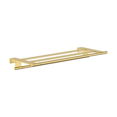 Hansgrohe AddStoris S Towel Shelf with Towel Bar in Brushed Gold Optic