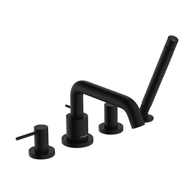 Hansgrohe Tecturis S 4-Hole Roman Tub Set Trim - 1.75 GPM - Handshower in Matte Black