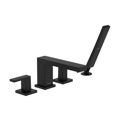 Hansgrohe Tecturis E 4-Hole Roman Tub Set Trim - 1.75 GPM - Handshower in Matte Black