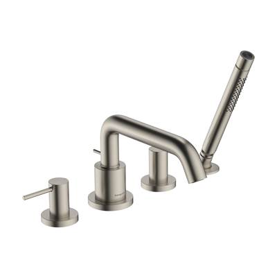 Hansgrohe Tecturis S 4-Hole Roman Tub Set Trim - 1.75 GPM - Handshower in Brushed Nickel