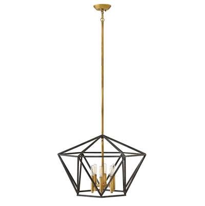 Hinkley Lighting Theory Medium Open Frame Single Tier Cage Chandelier in Aged Zinc