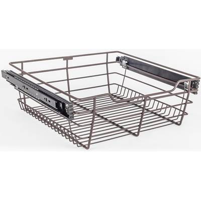 Hardware Resources Closet Pullout Basket with Slides - 14"D x 17"W x 6"H in Dark Bronze