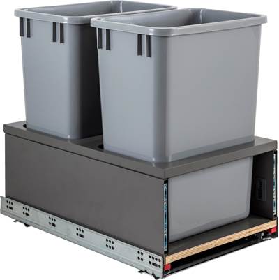Hardware Resources Double 35 Quart Soft-close Drawer Box Trash Can in Grey