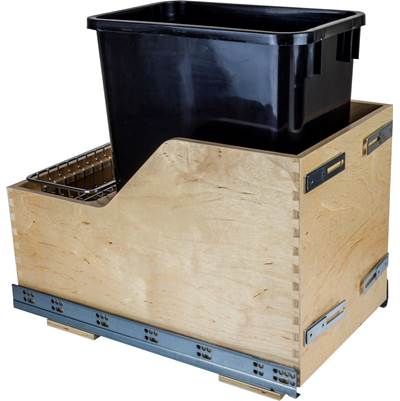 Hardware Resources Single 35 Quart Wood Bottom-Mount Soft-Close Pullout Trash Can in Black