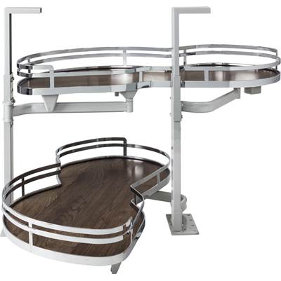 Hardware Resources Blind Corner Swingout - 15" - Left in Polished Chrome and Walnut