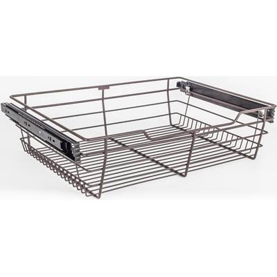 Hardware Resources Closet Pullout Basket with Slides - 14"D x 23"W x 6"H in Dark Bronze
