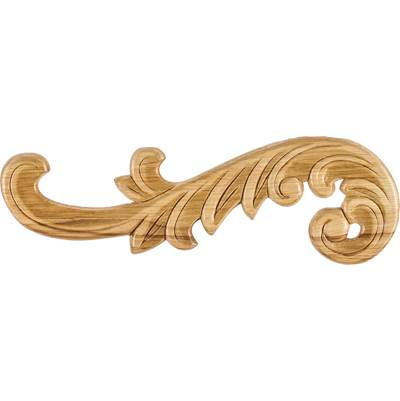 Hardware Resources Left Curved Acanthus Applique - 10-1/2" W x 5/16" D x 3-1/4" H in Unfinished