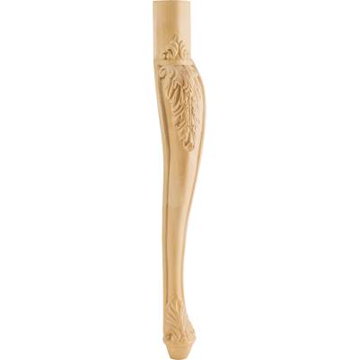 Hardware Resources Acanthus Cabriole Leg - 2-1/2" W x 2-1/2" D x 31" H - Hard Maple in Unfinished