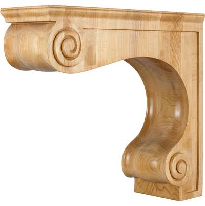 Hardware Resources Rubberwood Range Hood Corbel - 4-5/8" W x 14" D x 12-1/2" H in Unfinished