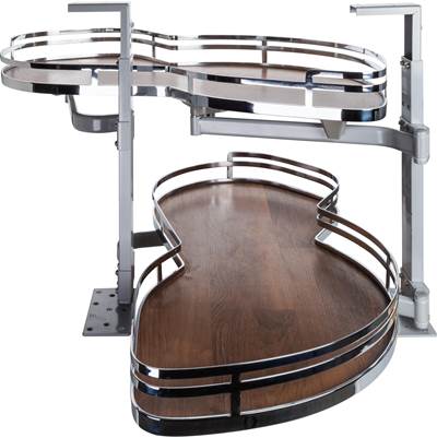 Hardware Resources Blind Corner Swingout - 15" - Right in Polished Chrome and Walnut
