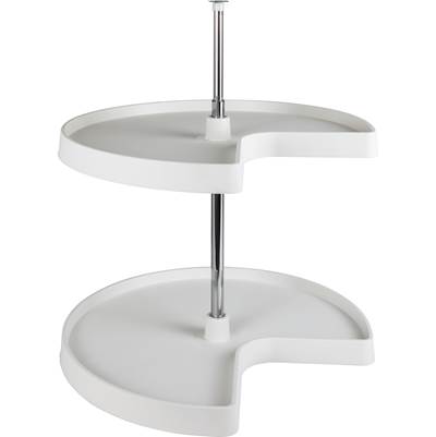 Hardware Resources 24'' Kidney Two-Shelf Plastic Lazy Susan Set in White