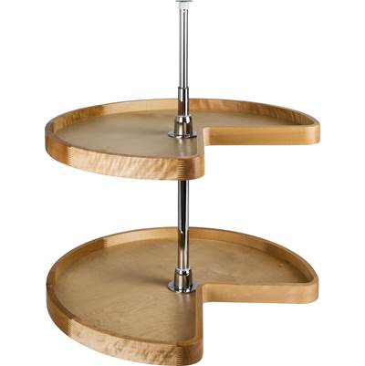 Hardware Resources 24" Kidney Two-Shelf Wood Lazy Susan Set in UV Coated