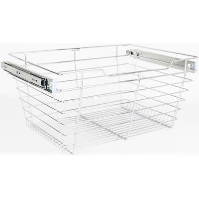 Hardware Resources Closet Pullout Basket with Slides - 14" D x 29" W x 11" H in Polished Chrome
