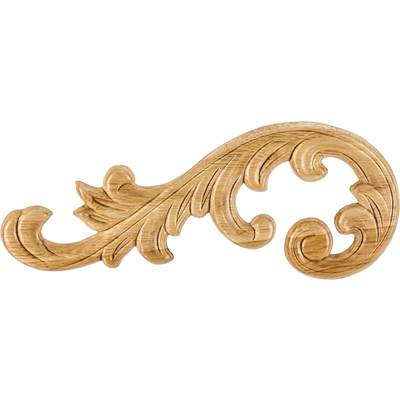 Hardware Resources Left Acanthus Applique - 10-5/8" W x 5/16" D x 4-3/8" H in Unfinished