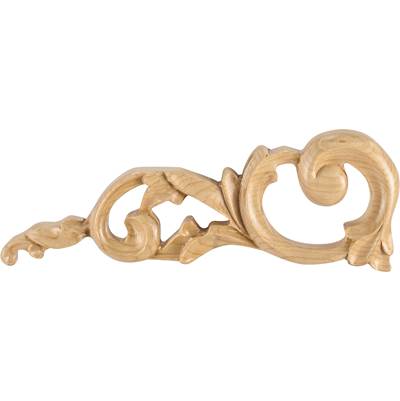 Hardware Resources Left Acanthus Onlay - 10'' W x 3/4'' D x 3-1/2'' H in Unfinished Cherry