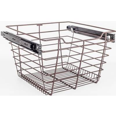 Hardware Resources Closet Pullout Basket with Slides - 16"D x 17"W x 11"H in Dark Bronze