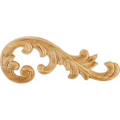 Hardware Resources Right Acanthus Applique - 10-5/8" W x 5/16" D x 4-3/8" H in Unfinished
