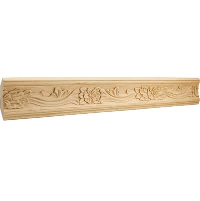 Hardware Resources Botanical Hand Carved Crown Moulding - 1" D x 3-3/4" H - Hard Maple in Unfinished