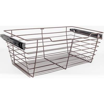 Hardware Resources Closet Pullout Basket with Slides - 16"D x 23"W x 11"H in Dark Bronze
