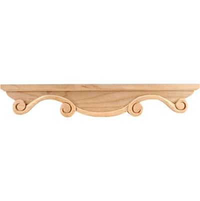 Hardware Resources Scrolled Middle Corner Foot - 16" W x 1" D x 2-1/2" H - Cherry in Unfinished