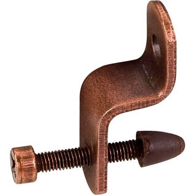 Hardware Resources Glass Retainer Clip - 1-1/8" Height - 3/4" Adjustment Screw in Antique Copper